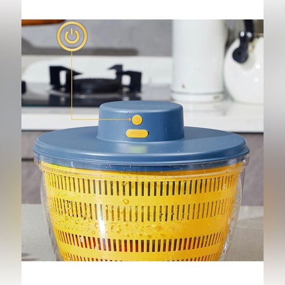 Electric Salad Spinner.  USB & reusable Salad dressing bottle included (Blue) - Picture 7 of 12